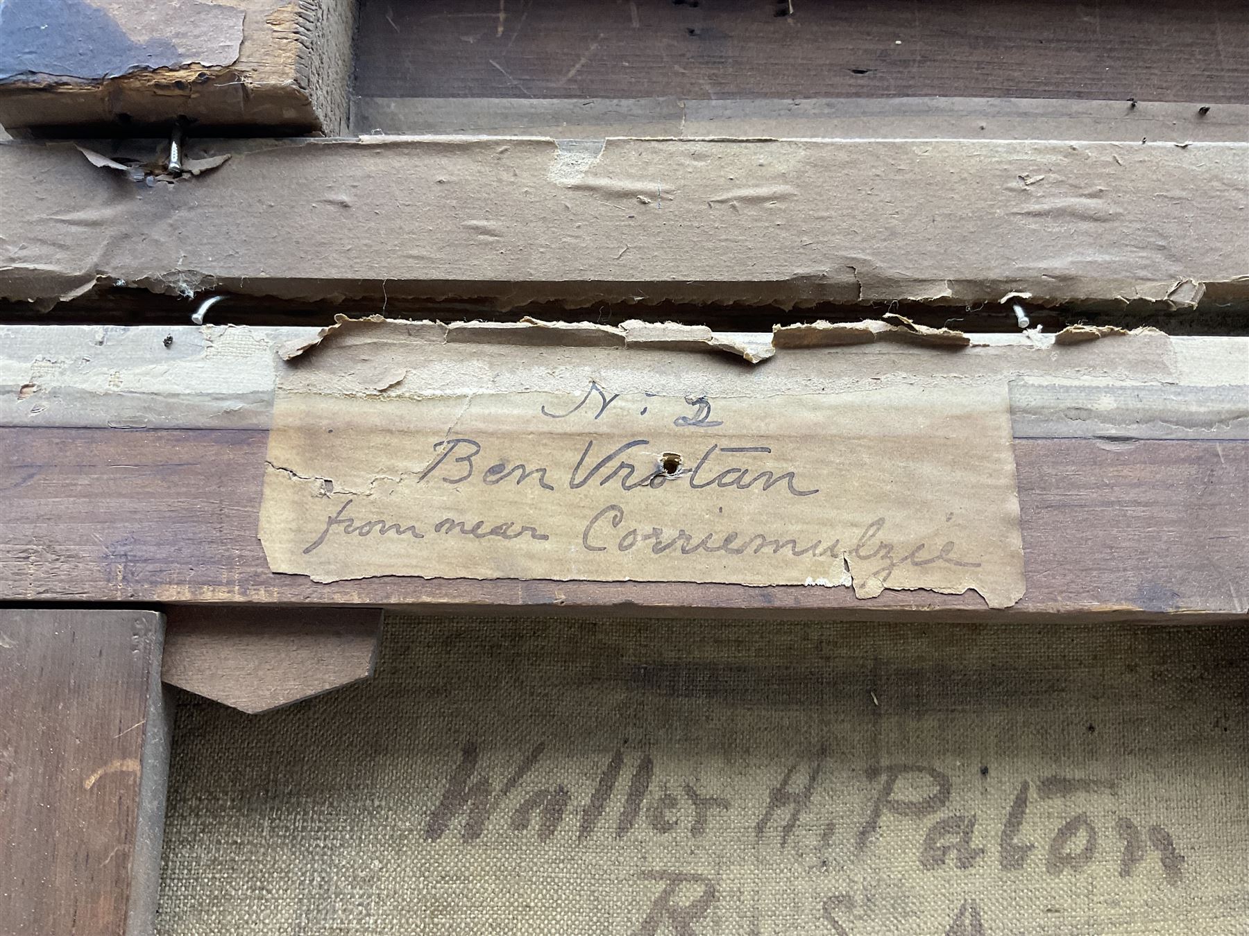 Waller Hugh Paton RSA RSW (Scottish 1828-1895): 'Ben Vrotan from near Corriemulzie', oil on canvas signed, original title label verso 35cm x 57cm