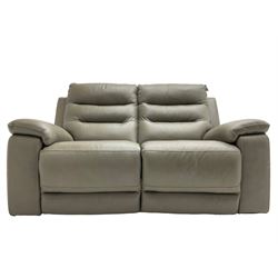 Violino - 'Atlanta' three-seat electric reclining sofa (W200cm, H100cm, D89cm); matching two-seat electric reclining sofa (W158cm); and matching electric reclining armchair (W100cm); upholstered in grey leather