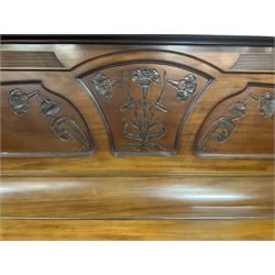 Early 20th century mahogany cast iron overstrung upright piano by Wilhelm Menzel Berlin