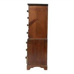 Table top straight-fronted chest on chest, with seven large draws, raised on bracket feet, H58cm 