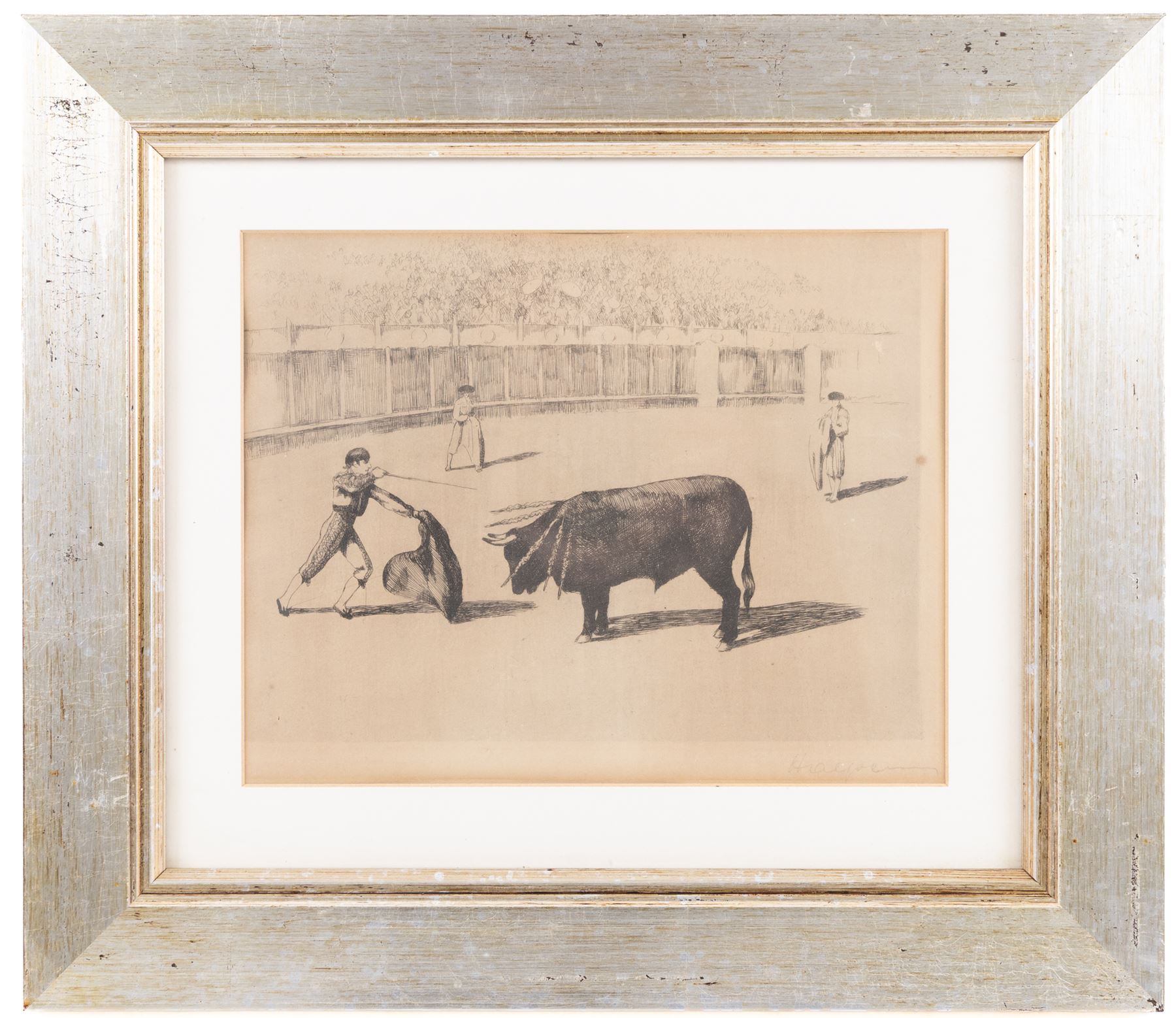 After Frederick Halpern (Austrian/Australian 1909-?): La Tauromaquia or Bullfighting, set of three etchings signed in pencil, 19cm x 24cm (3)
