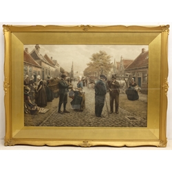  After Henri Houben (Flemish 1858-1931): Dutch Townscape, 20th century colour print 49cm x 75cm  