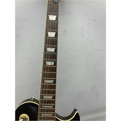 Aria Les Paul style electric guitar, no.037704CH L102cm; with amplifier, soft carrying case and stand; together with various guitar songbooks etc