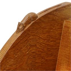 Mouseman - oak book trough, curved end supports, with carved mouse signature, by the workshop of Robert Thompson, Kilburn W45.5cm