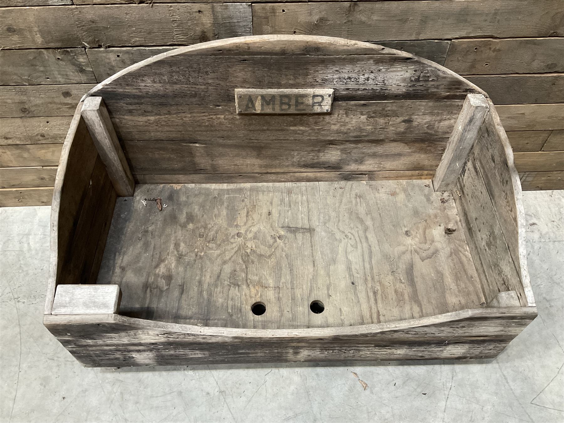 Traditional pine slatted dog bed