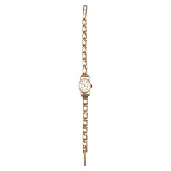 Tissot Stylist ladies 9ct gold manual wind wristwatch, on 9ct gold bracelet, hallmarked
