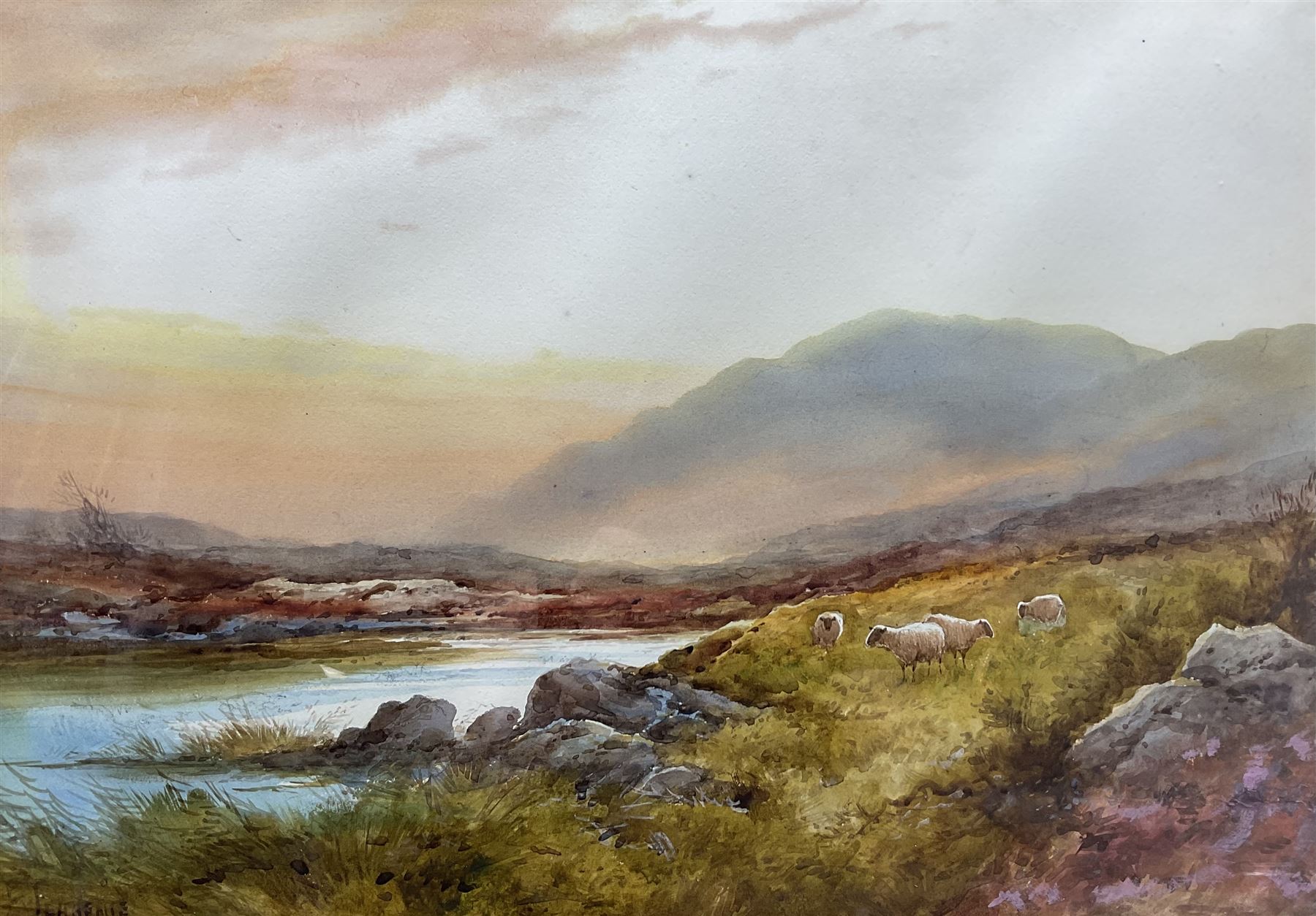 E Clarence (British 19th Century): 'The Hills of Kindairloch', watercolour signed 35cm x 50cm 