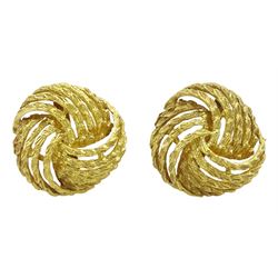 Pair of 18ct gold circular stud earrings, stamped 750