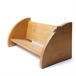 Mouseman - oak book trough, curved end supports, with carved mouse signature, by the workshop of Robert Thompson, Kilburn W45cm