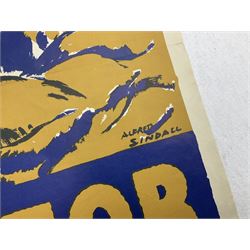 WW2 poster after Alfred Sindall printed for H.M. Stationery Office by Wm. Brown & Co Ltd London E.C.3; poster No.S.P.37 'Paper For Salvage Helps To Feed The Guns' depicting British Soldiers firing a field gun 75 x 51cm; blue, gold and white; unframed