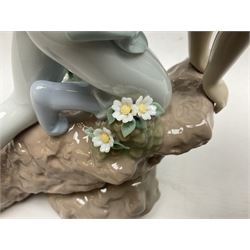 Lladro Privilege figure, Prince of Elves, modelled as an elf with wings leaning upon a rock, with original box, no 7690, sculpted by Joan Coderch, year issue 2001, year retired 2003, H23cm