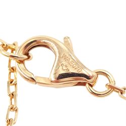 Cartier d'Amour 18ct rose gold pink sapphire pendant necklace, bezel set with a single round cut sapphire of approx 0.15 carat, boxed with certificate