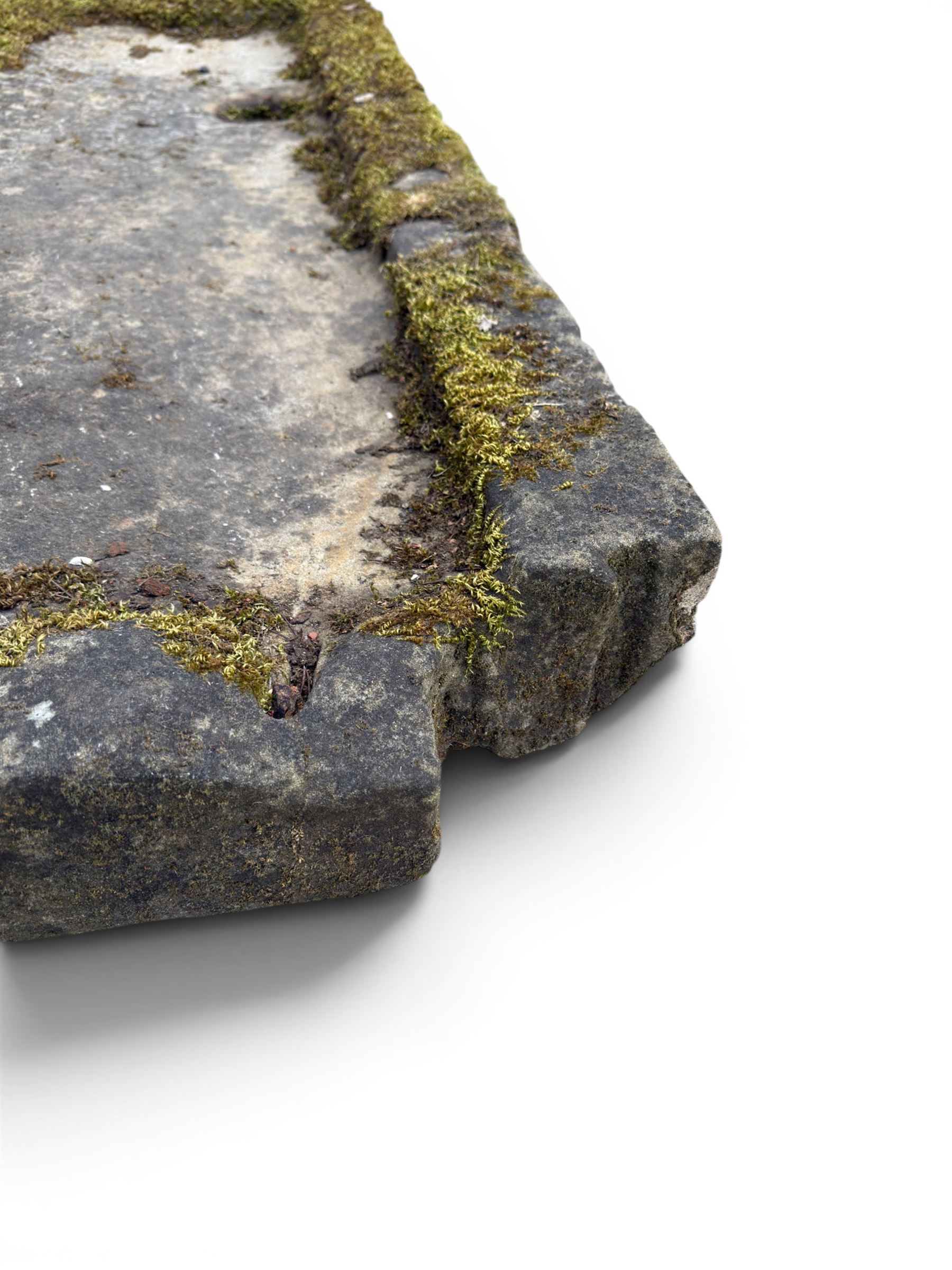Large 19th century weathered hewn stone sink or shallow planter