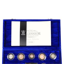 The Royal Mint United Kingdom 2000 'Millennium' silver proof coin collection, including Maundy coins, cased with certificate