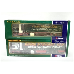 Corgi - two limited edition 1:50 scale die-cast models of Eddie Stobart heavy haulage vehicles comprising Volvo F88 Box Trailer No.CC13101 and DAF XF Super Space Cab No.CC13201, both near mint in boxes (2)