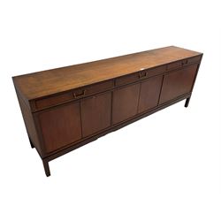 Mid-20th century teak sideboard, fitted with three drawers and three double cupboards