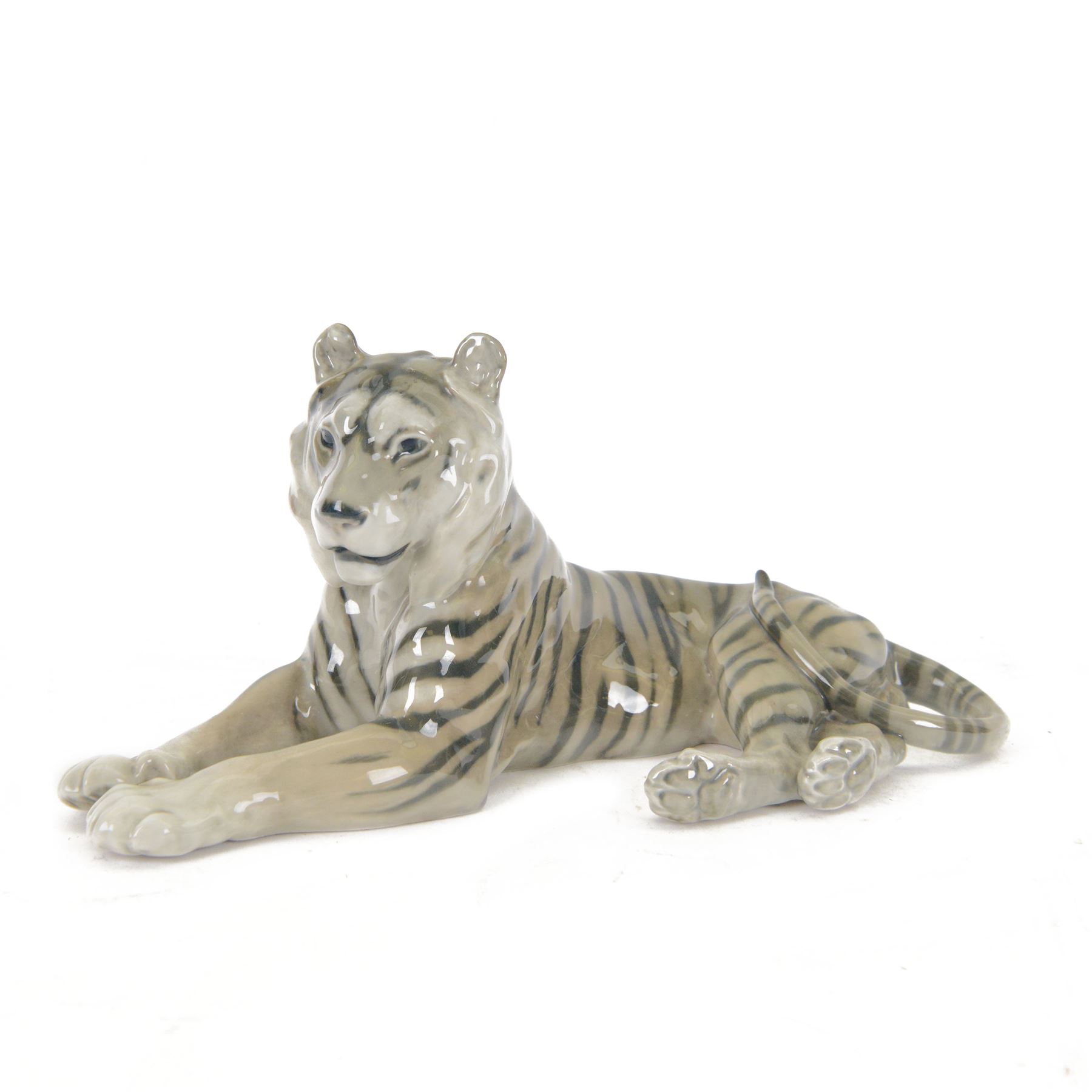 Royal Copenhagen Recumbent Tiger, with printed mark beneath, H14cm 