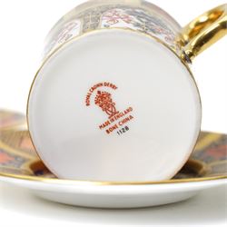 Set of six Royal Crown Derby Imari coffee cans and saucers, pattern 1128 