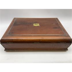Empty canteen box, with shield shape escutcheon to the front and plaque to the lid, L48cm W36cm D13cm