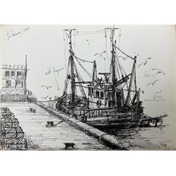 Jack Rigg (British 1927-2023): 'Seahouses - 1960s', pen and ink sketch signed and titled 2...