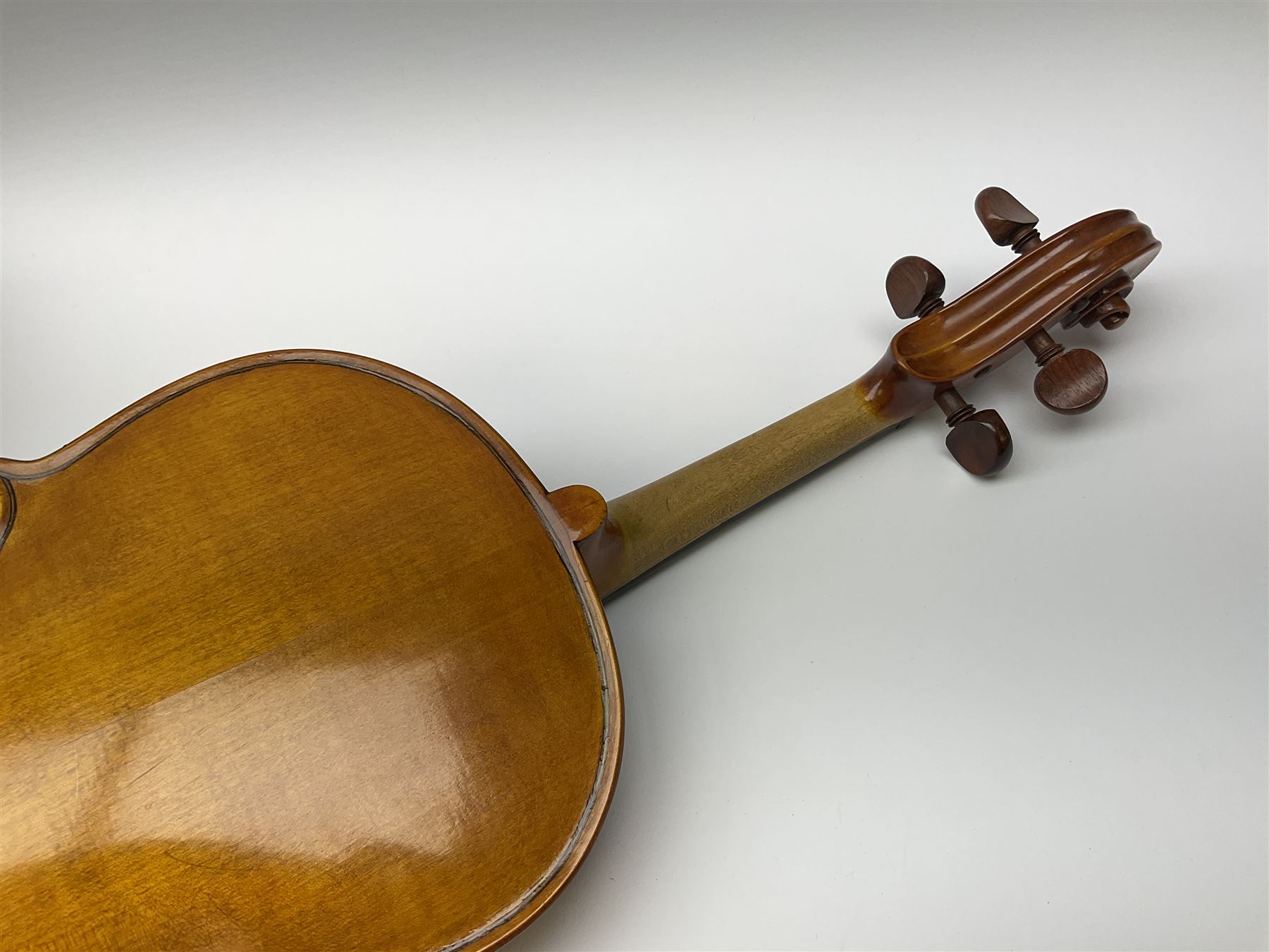 1920s continental large viola with 42cm two-piece maple back and ribs and wide grain sprucewood top with guarnerie sound holes, bears label 'Werner Alajos Budapest', overall length 69cm; in modern carrying case