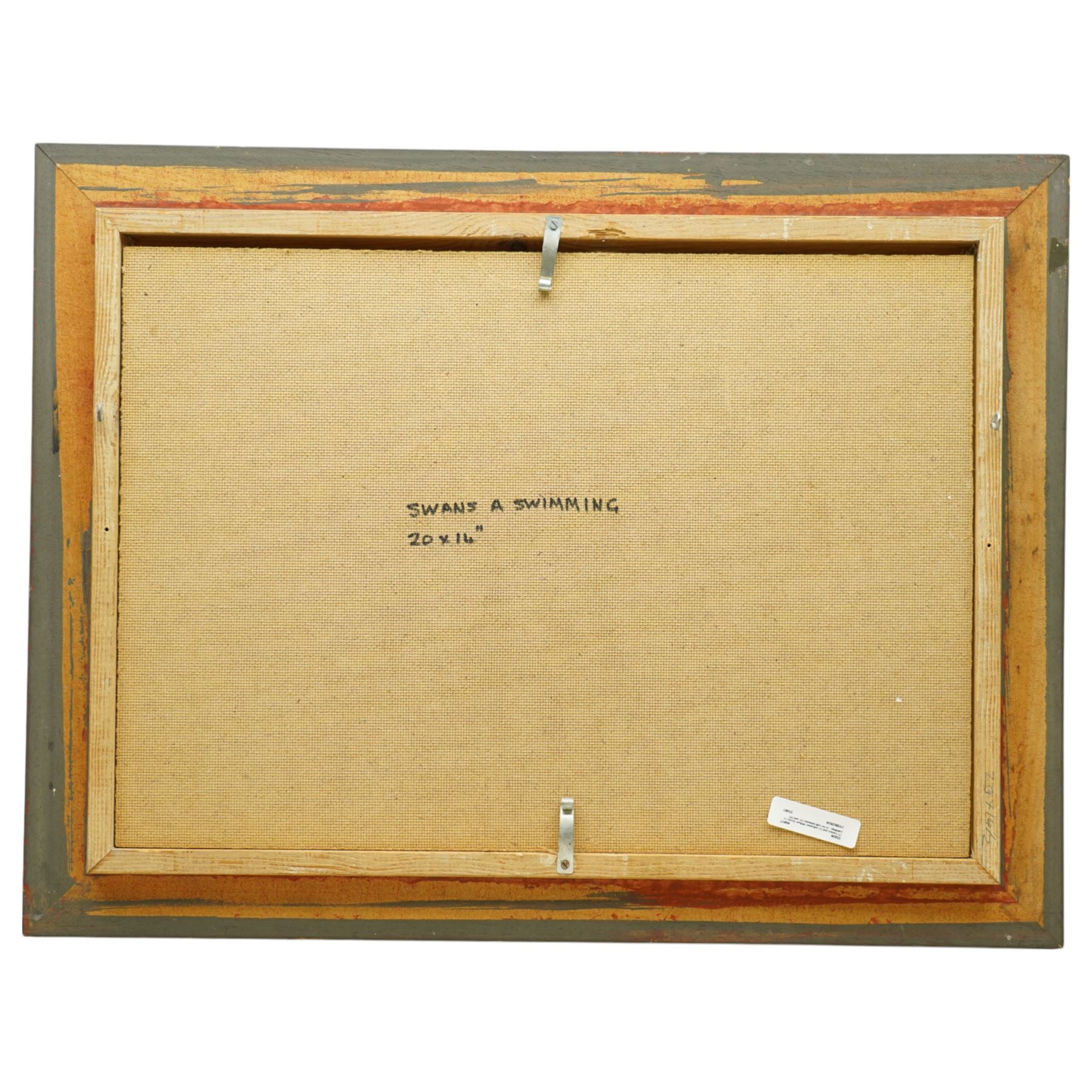 William Burns (British 1923-2010): 'Swans a Swimming', oil on board unsigned, titled verso 34cm x 49cm
Provenance: consigned by the artist's daughter - never previously been on the market