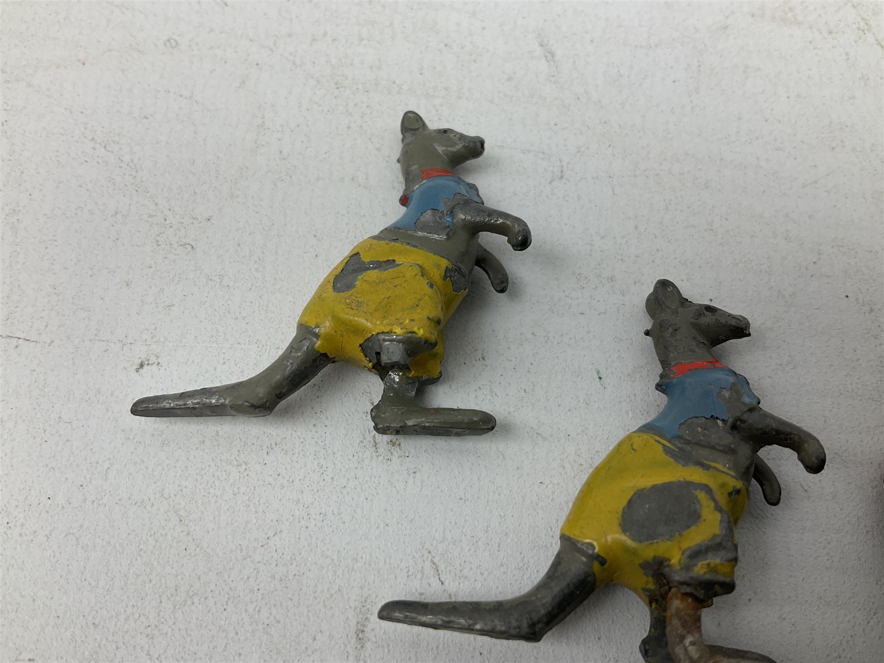 Collection of twenty-two Britains Cadbury's Cococubs play worn lead painted figures to include Mr Pie Porker, Mrs Pie Porker, Tiny Tusks, Captain Kangaroo, Granny Owl and others, Britains Snow White and Doc lead figures and other painted lead figures (30)