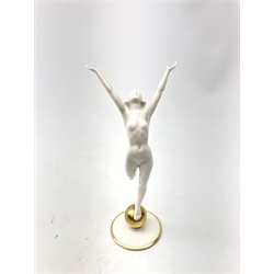  20th century Lorenz Hutschenreuther Art Deco style figure of a nude dancing lady originally designed by Karl Tutter H22cm  