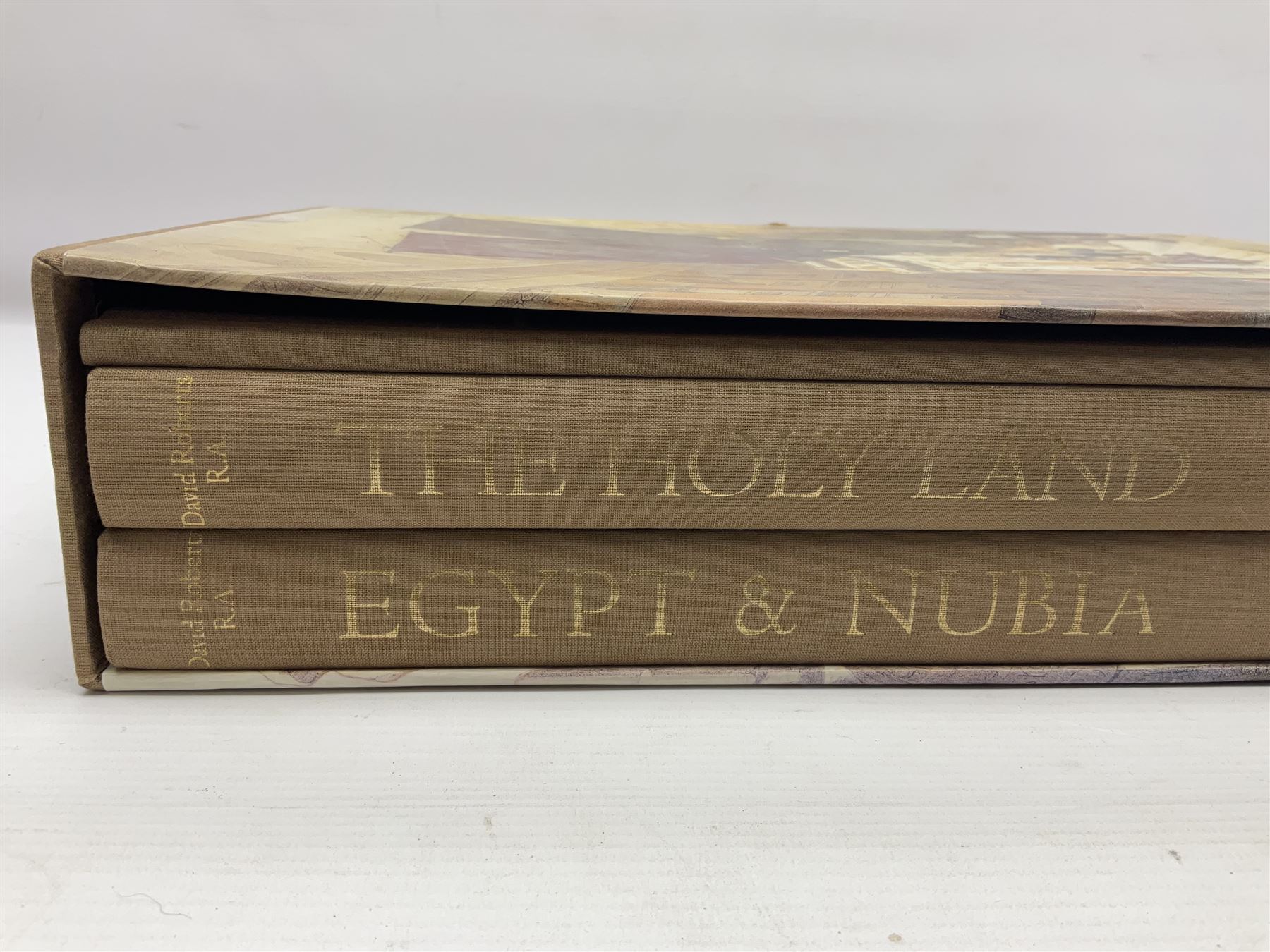Three volumes on David Roberts in a single slip case, comprising The Life, Works and Travels of David Roberts, The Holy Land and Egypt & Nubia