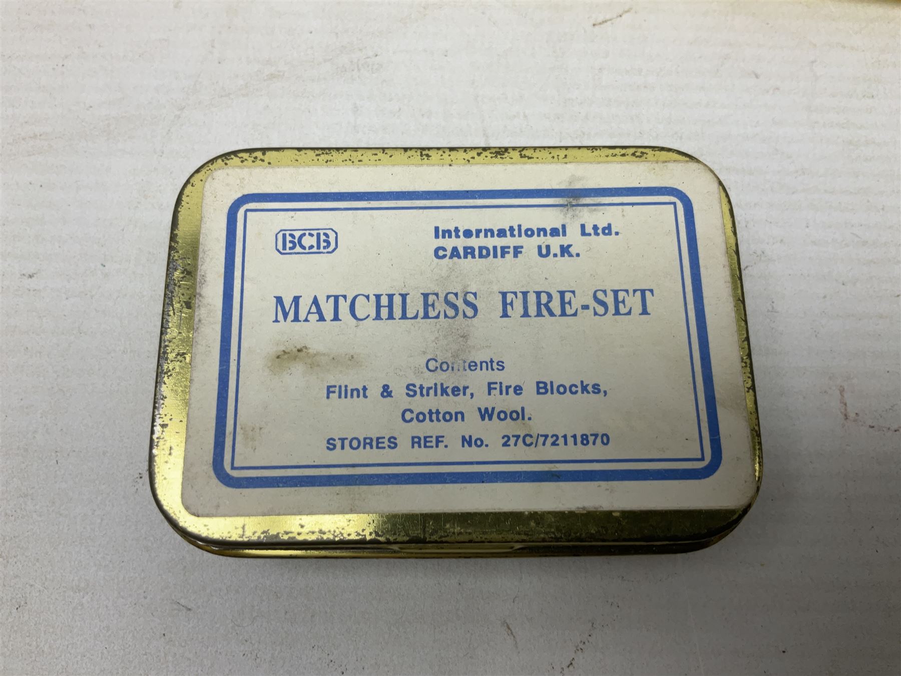 Miscellaneous militaria including two Royal Artillery and one Royal Horse Artillery stable belts; Northamptonshire Regiment trench art brass shell case lighter; unused Matchless Fire-Set; pocket knives and multi-tool; lanyards; oak shield with York & Lancaster crest etc