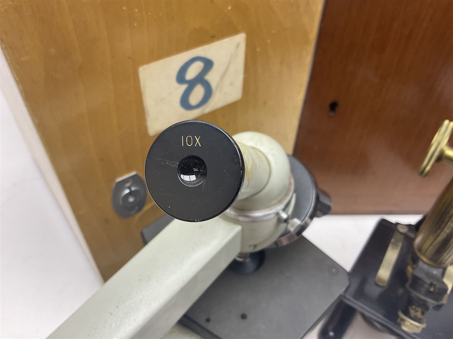 Four microscopes, comprising Nomo Biolam, RCS Zoo Lab 240, R Beck no 13756 and one other