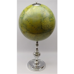  Terrestrial globe on chrome stand, H86cm  