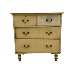 Victorian painted pine chest, fitted with two short and two long drawers