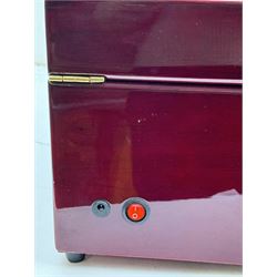 Electronic watch winder for three watches, in laminated mahogany finish, H24cm, W54cm