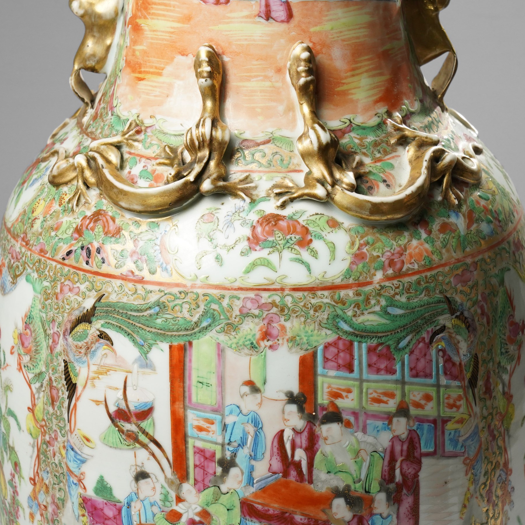 Chinese Cantonese 19th century famille rose medallion vase, H62cm 