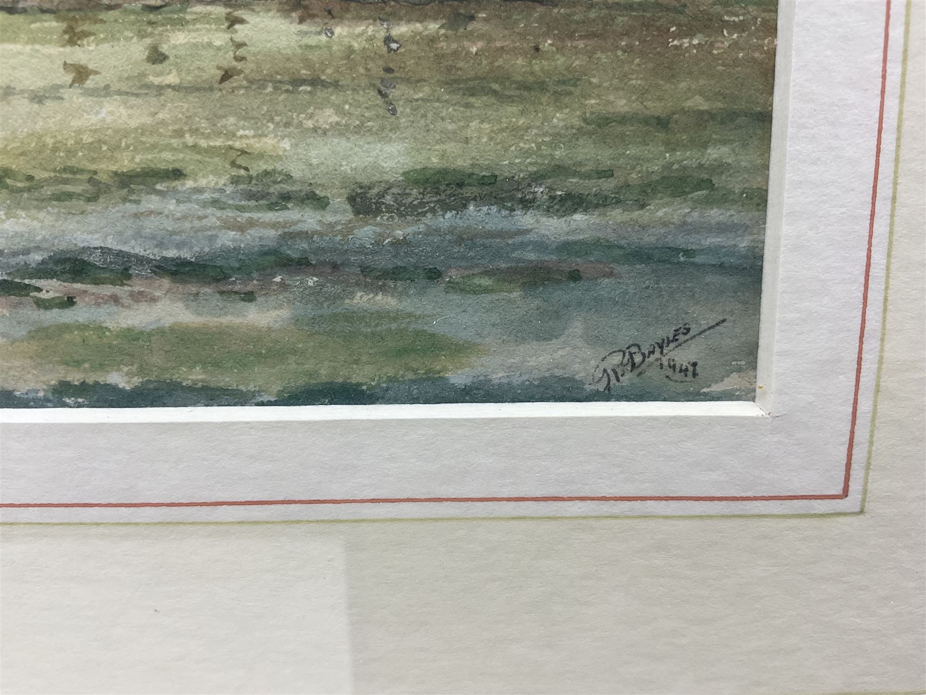 John Hamilton Glass (Scottish 1820-1885): Dutch Fishermen on the Shore, watercolour signed 24cm x 34cm; Manner of Henry Barlow Carter (British 1804-1868): Boats Unloading on the Shore, watercolour unsigned, various labels verso 17cm x 24cm; R Bayles (British 20th century): 'Morning Mists', watercolour signed titled and dated 1947, 14cm x 26cm (3)