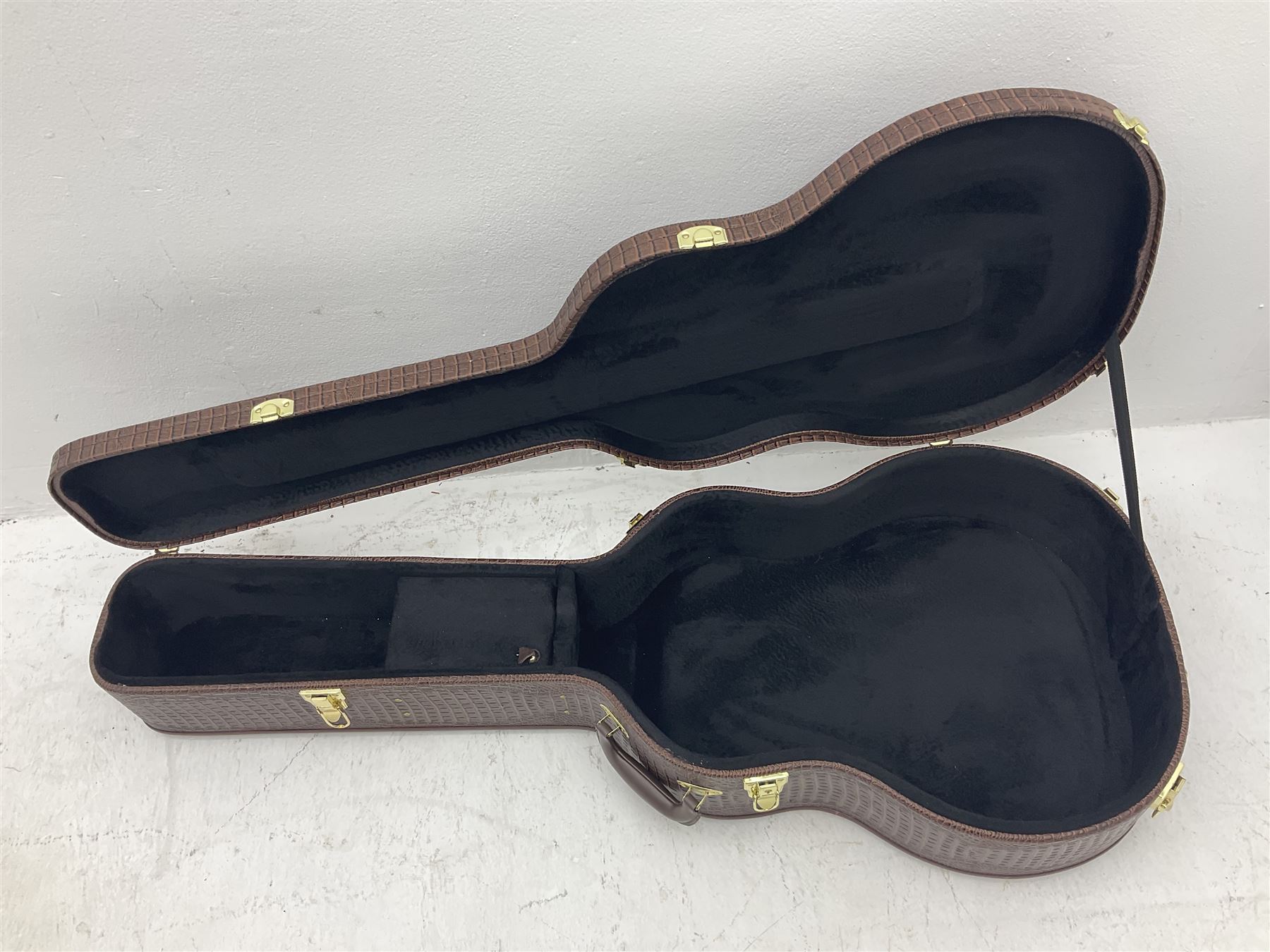 Marlin Classic acoustic guitar model MC1 in green and red L100cm; in simulated reptile skin hard carrying case