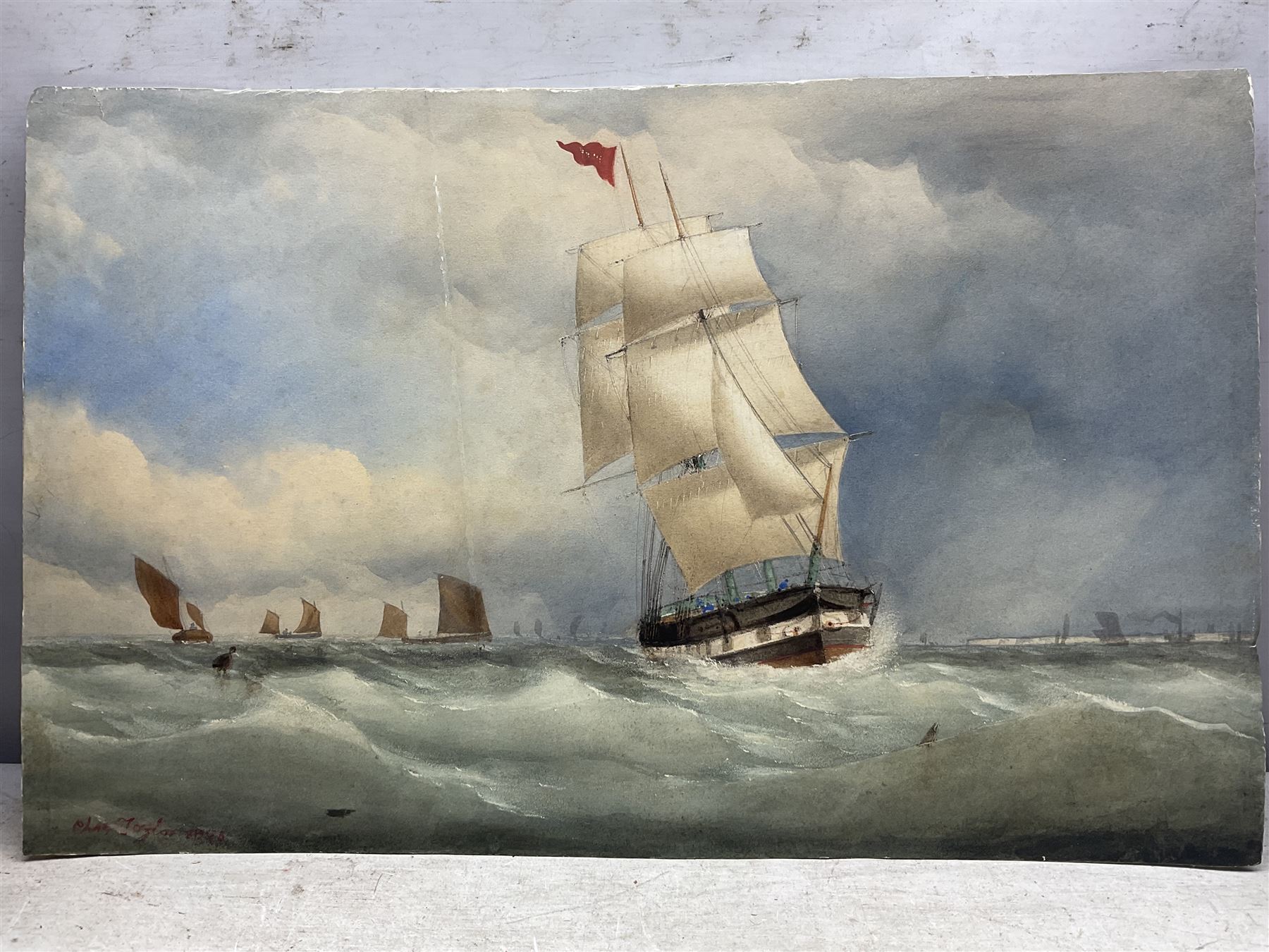 Charles Taylor Junior (British fl.1841-1883): Shipping Off the Coast, two watercolours signed, one indistinctly inscribed verso, max 37cm x 58cm (2) (one unframed)