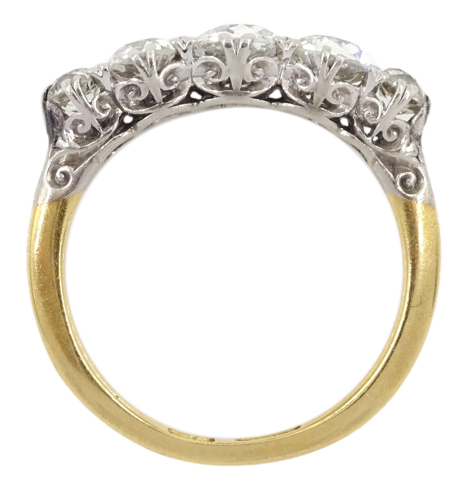 Early 20th century gold old cut five stone diamond ring by Charles Green & Sons, stamped CG&S 18ct, total diamond weight approx 1.50 carat
