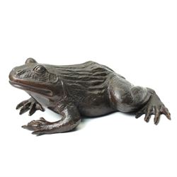  Nishan Toor (1888-1966): Frog, large bronze sculpture signed L30cm