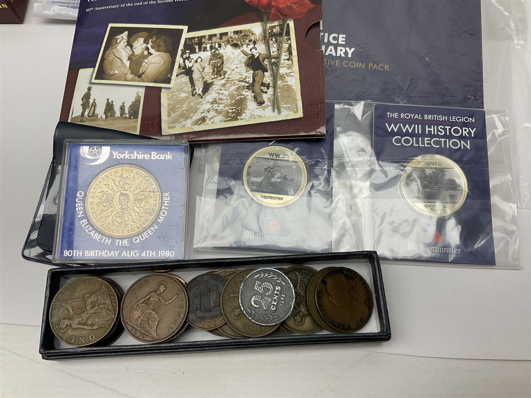 Commemorative and other coinage, including various Queen Elizabeth II 'London 2012 sports collection' fifty pence coins on cards, commemorative crowns, Millennium 2000 'Time Capsule' coin set, channel islands old round one pound coins, part sets etc