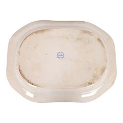 Two 19th century blue and white transfer printed pottery meat plates, the first by John Rogers & Sons decorated in The Drama Series patter, L54cm, the second by Bathwell & Goodfellow decorated in the Rural Scenery Traveller pattern, L43.5cm