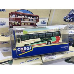 Corgi - twenty eight modern die-cast model coaches, buses and wagons to include Corgi Classics 35305, 96991, 97002, two 97108, 97208, 97267, 97335, 97871 and 98162; limited edition sets D949/26, 97107 and 97185; The Yorkshire Rider Series 91700, 91853, 91858 and 91862; all but one in original boxes or perspex display cases, most with certificates (27)