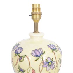 Moorcroft table lamp in Hepatica pattern, H30cm