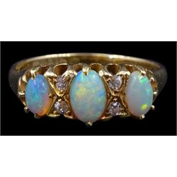Edwardian 18ct gold opal and diamond ring, Birmingham 1908