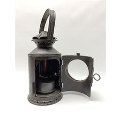 Railway type lantern, black painted finish, H35cm