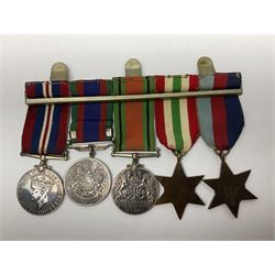 WW2 group of five medals comprising 1939-1945 War Medal, Defence Medal, 1939-1945 Star, Italy Star and Canadian Volunteer Service Medal with maple leaf clasp; all with ribbons on wearing bar; group of five matching miniatures; with extensive archive of photocopied research material relating to 2nd Lieu.(later Capt.) Richard Charles Osborne O'Hagan of the 6th Hussars and inscribed photograph of Capt. O'Hagan in uniform