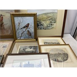 Collection of pictures, prints and maps, including Robert Fuller, W Forbes, Jeff Beaumont etc in one box