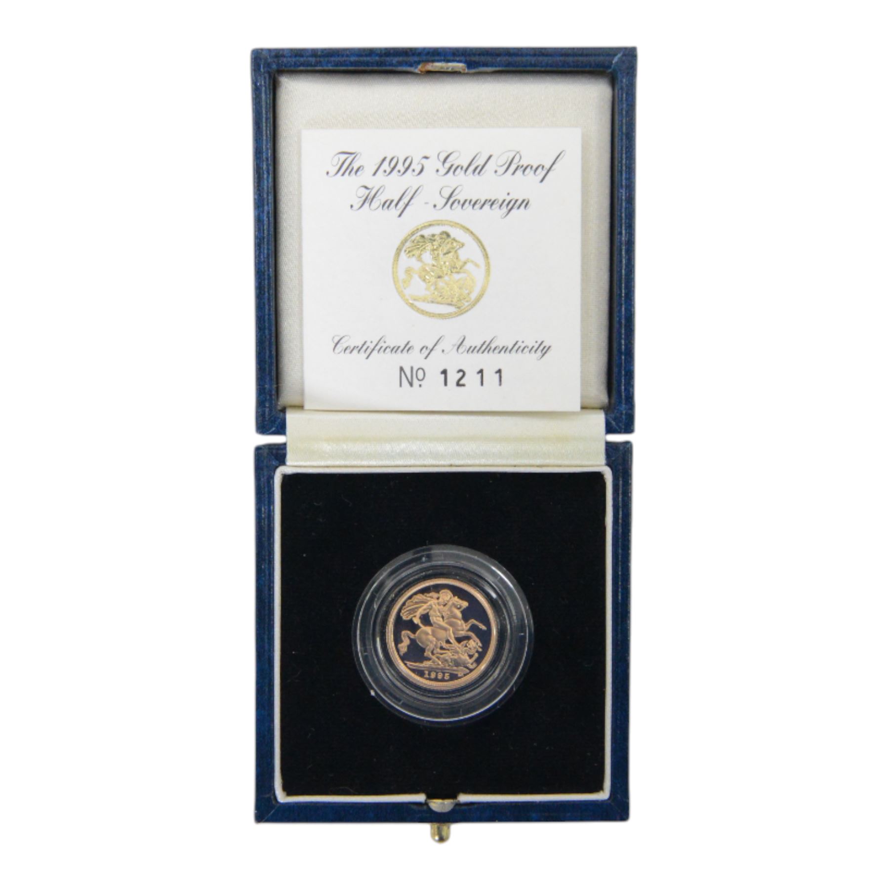 Queen Elizabeth II 1995 gold proof half sovereign, cased with certificate