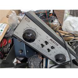 Collection of model railway control units, accessories and tools, including Lenz Digital Plus LZV100 with remote, H and M Electran Transistorised Power Unit, H and M Duette twin supply unit, motors, points, paints, Antex Soldering System, Flockit, etc, in three boxes